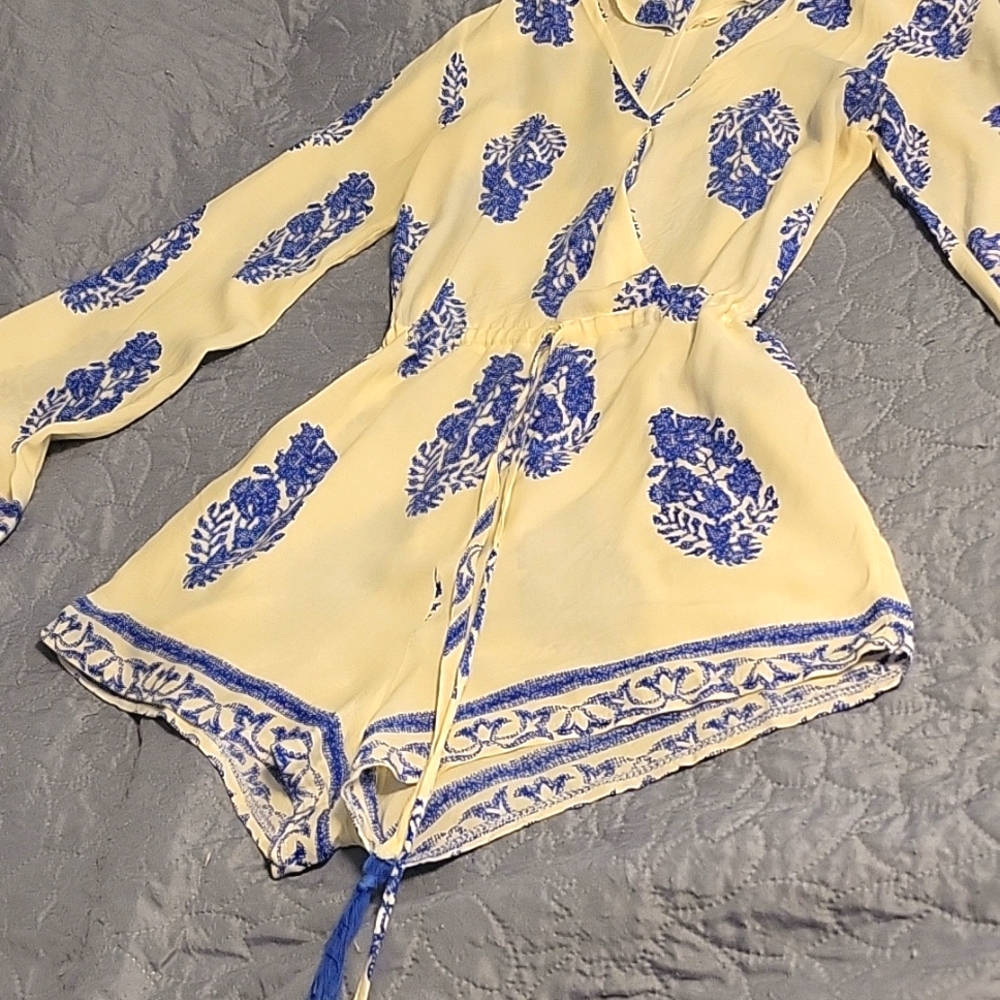 Blue white romper